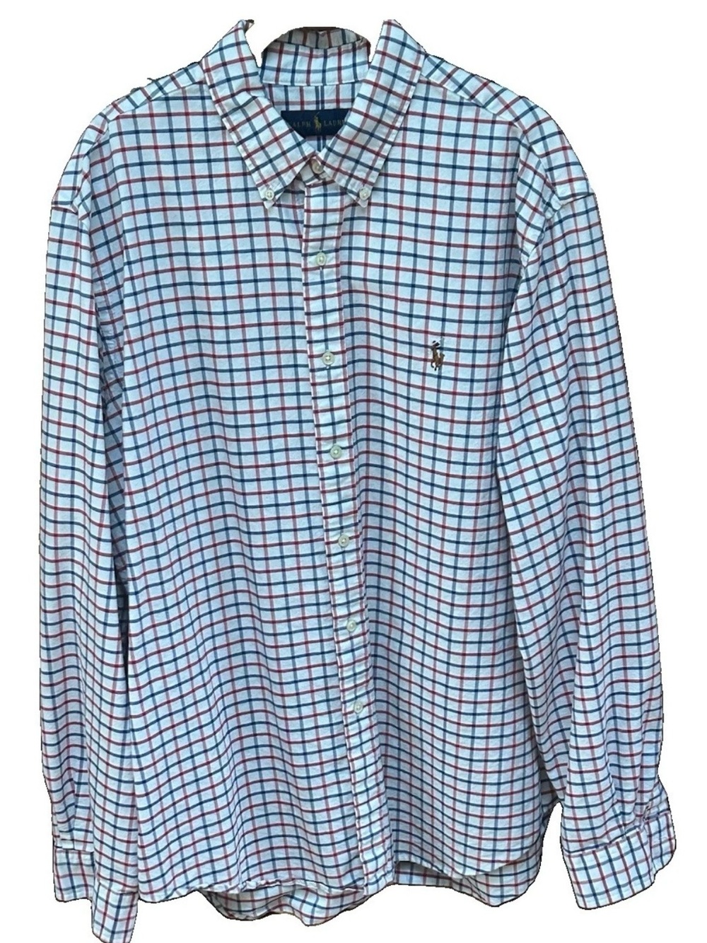Ralph Lauren Button-Down Shirt with Blue/Red Windowpane